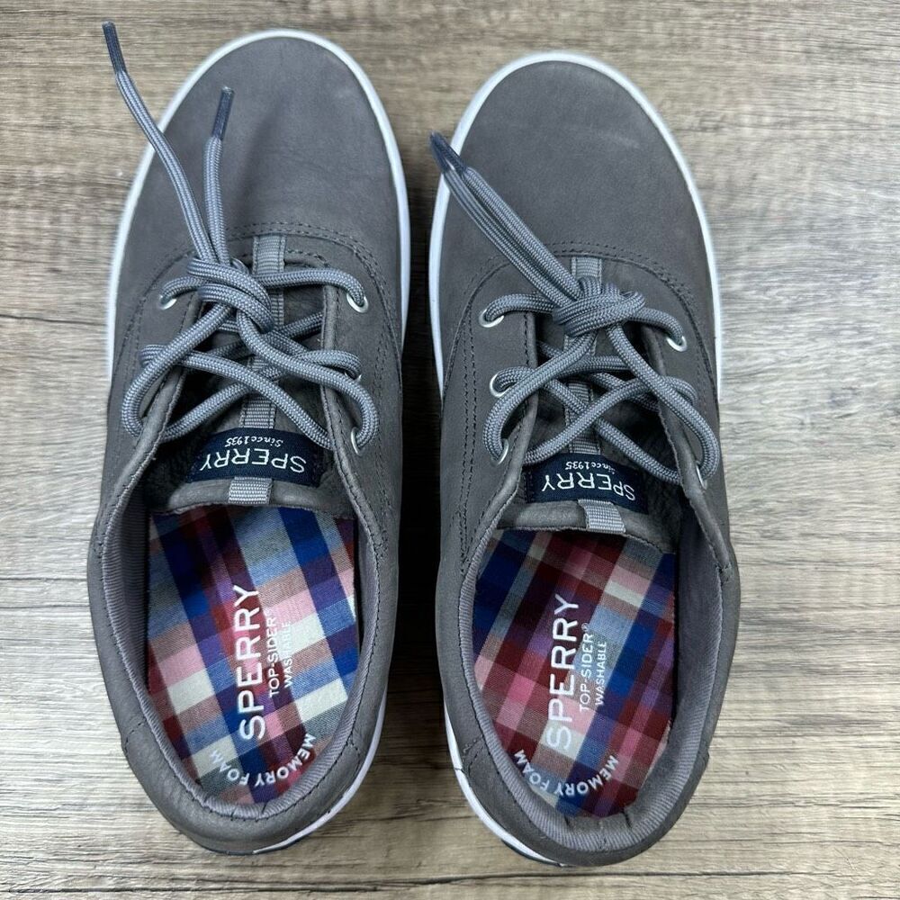 Sperry~Boy's~"Spinnaker" Gray Leather‎ Top Sider Shoes Casual Sneaker~Size 3M - Picture 5 of 8